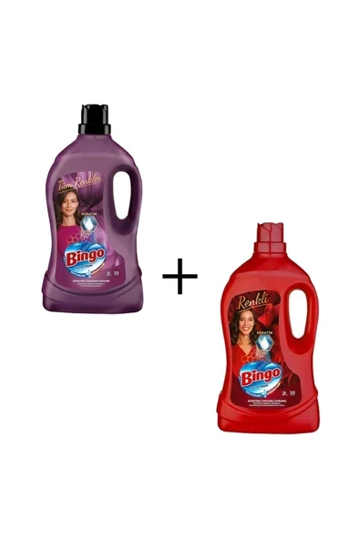 BİNGO Renkli Sıvı Deterjan 3000 Ml 1 adet+ Bingo Onaran Koruma Sıvı Deterjan 3000 Ml 1 adt ürün görseli 1