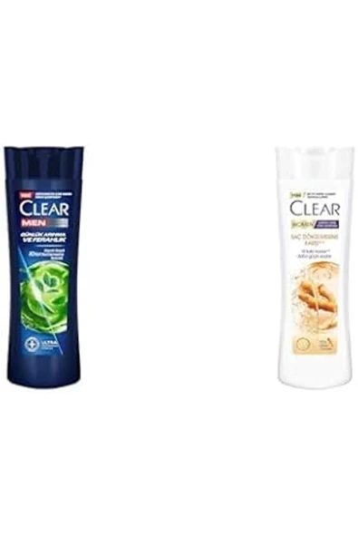 Clear Men Kepeğe Karşı Etkili Şampuan Günlük Arınma Ve Ferahlık 350 Ml Ve Clear Women Saç Dökülmesi ürün görseli 1