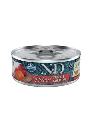 ND Natural Tuna Ve Somon Balıklı Yetişkin Kedi Konservesi 70gr ürün görseli 1
