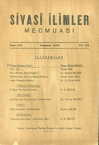 Siyasi İlimler Mecmuası 172 Temmuz 1945 ürün görseli 1