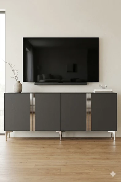 KA1898AS ANKA Konsol ve Tv Sehpası Antrasit-Silver 180cm ürün görseli 1