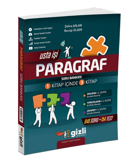 Gizli Yayınları 8. Sınıf Paragraf Usta İşi  Soru Bankası ürün görseli 1