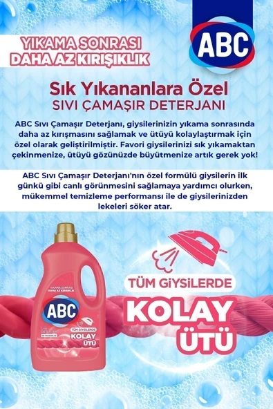 ABC Sıvı Deterjan Renkliler&kolay Ütü 2'li Set 2.7 Lt - Resim 3