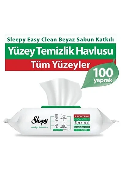Sleepy Easy Clean Yüzey Temizlik Havlusu (Beyaz Sabun Kokulu) 100'lü ürün görseli 1