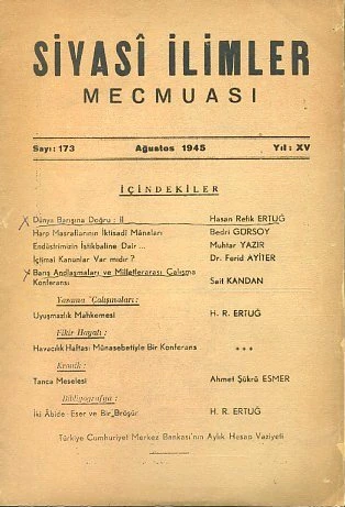 Siyasi İlimler Mecmuası 173 Ağustos 1945 ürün görseli 1