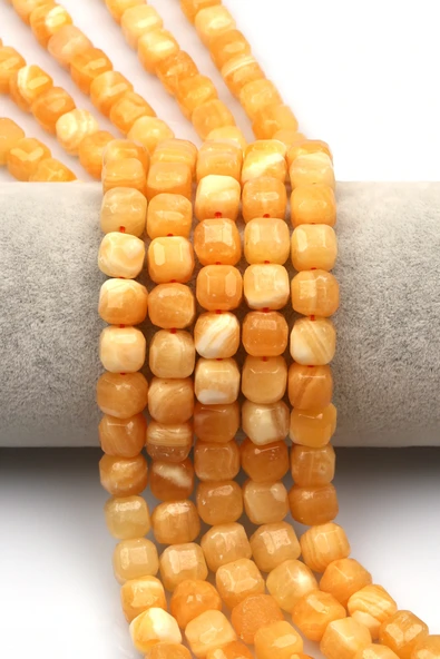 Sarı Renkli Kuvars Doğal Taş Dizi 8 mm Küp Kesim - DZ-1122 ürün görseli 1