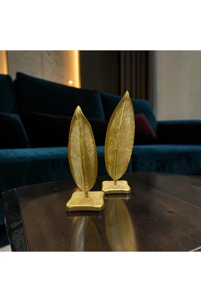 Sleep Nova Golden Leaf Dekoratif Obje Seti – Modern Yaprak Tasarımlı Lüks Masa Aksesuarı (İkili) ürün görseli 1