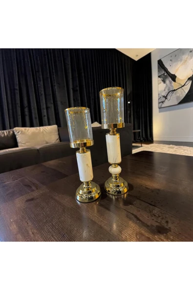 Sleep Nova Premium Gold & Mermer Şamdan İkili Set ürün görseli 1