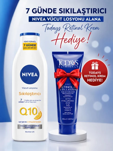 Nivea Vücut Losyonu Q10 Sıkılaştırıcı 250 ml + Todays Clinicals Retinol Krem 100 Ml Hediyeli ürün görseli 1