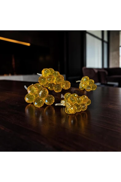 Sleep Nova Amber Crystal Grape Dekoratif Obje – Altın Ton Cam Üzüm Modern Lüks Masa Üstü Ev Aksesuarı ürün görseli 1