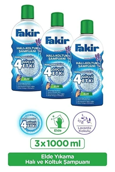 Fakir Elde Lavanta Teknolojili Halı Ve Koltuk Şampuanı 1000ml X 3 Adet ürün görseli 1