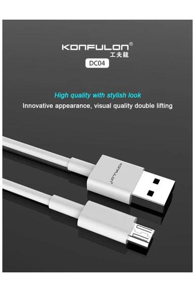 Konfulon DC04 Süper Hızlı Micro USB Kablo 1M 2A - Resim 2
