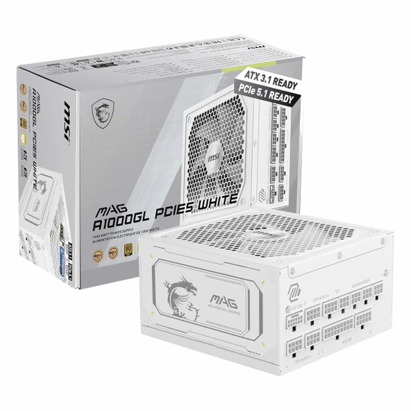 MSI MAG A1000GL PCIE5 White 1000W 80+ Altın Modüler Güç Kaynağı ürün görseli 1