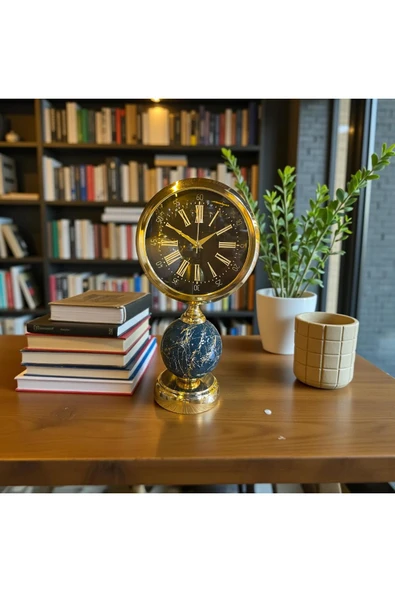 Sleep Nova Imperial Globe Gold Dekoratif Masa Saati – Mermer Desenli Lüks Ofis & Salon Saat ürün görseli 1