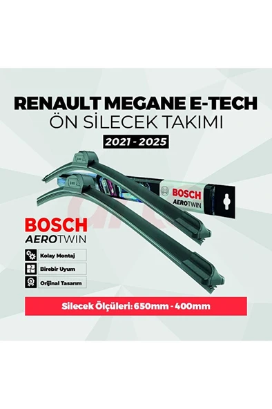Renault Megane E-tech Ön Silecek Takımı Tem. 2021-2025 Uyumlu | Aerotwin Serisi | 2'li Set | ürün görseli 1