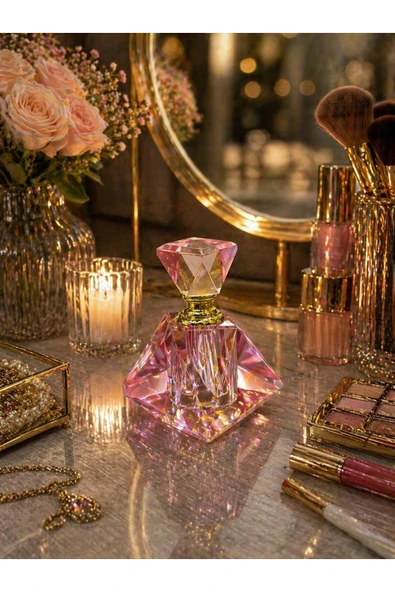 Sleep Nova Crystal Pink Diamond Dekoratif Parfüm Şişesi – Lüks Makyaj Masası Aksesuarı & Hediye Ürünü ürün görseli 1