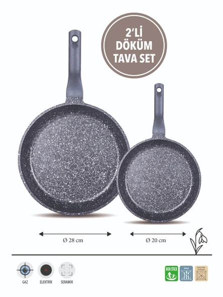 FMS D3007 Döküm Granit 2'li 20-28 cm Tava Seti ürün görseli 1