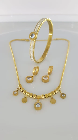 Burry Marka Gold Çelik Takı Seti - Resim 3