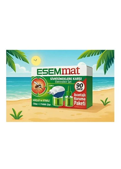 ESEMMAT ELEKROLİKİT CİHAZ+2 YEDEK ŞİŞE 45X2:90GECE IŞIKLI ürün görseli 1