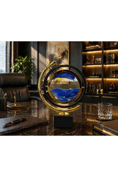 Sleep Nova Gold Frame Hareketli Kum Sanatı Dekoratif Masa Lambası – Modern Ofis & Salon Dekoru ürün görseli 1