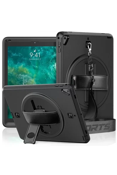 Newface Apple iPad 5 Air 9.7 Kılıf Strap-C Otterbox Tablet Kapak - Siyah ürün görseli 1