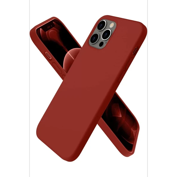 Newface Apple iPhone 12 Pro Max Kılıf First Silikon - Bordo - Resim 3
