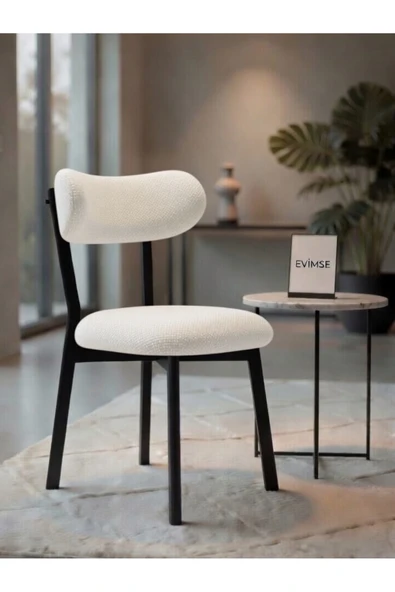 evimse mobilya Mutfak Sandalyesi Kafe Restoran Modern Buklet Kumaşlı Sandalye - Metal Ayaklı Tasarım - TeddyPro ürün görseli 1