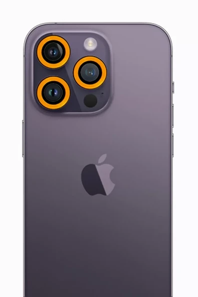 Newface Apple iPhone 12 Pro Max Neon Fosforlu Kamera Lens - Sarı ürün görseli 1