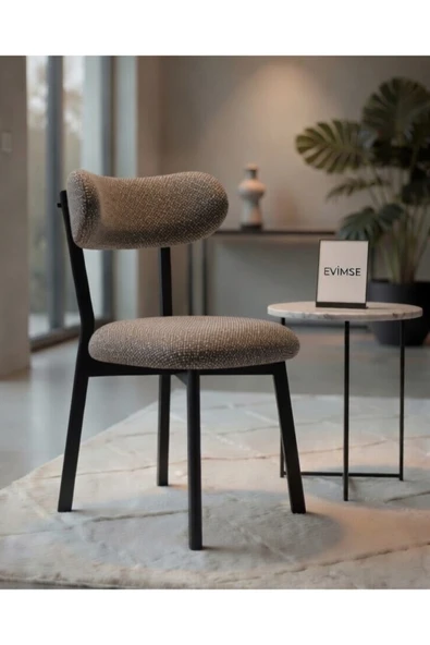 evimse mobilya Mutfak Sandalyesi Kafe Restoran Modern Buklet Kumaşlı Sandalye - Metal Ayaklı Tasarım - TeddyPro - (Kapuçino ) ürün görseli 1