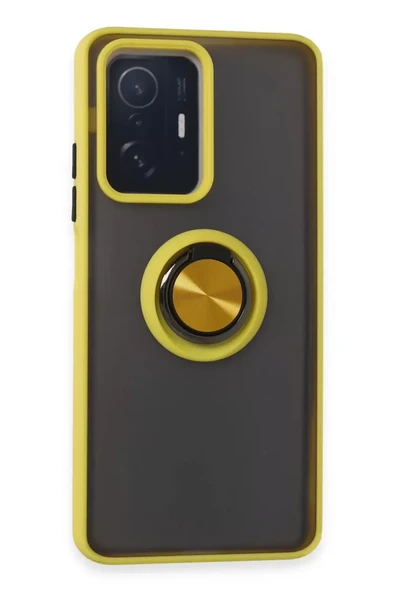 Newface Xiaomi Mi 11T Pro Kılıf Montreal Yüzüklü Silikon Kapak - Sarı ürün görseli 1