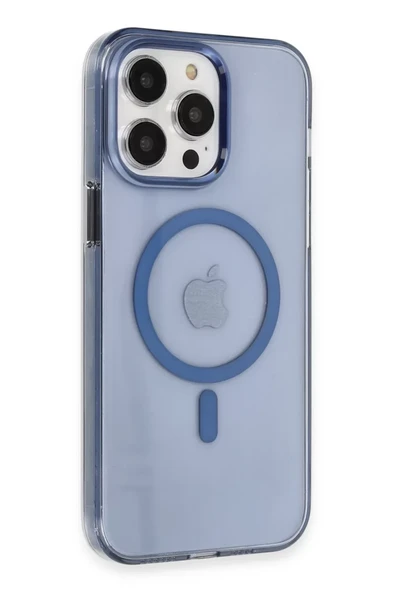 Newface Apple iPhone 14 Pro Max Kılıf Tron Şeffaf Magsafe Kapak - Mavi ürün görseli 1