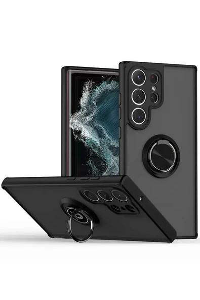 Newface Samsung Galaxy S25 Ultra Kılıf Montreal Yüzüklü Silikon Kapak - Siyah ürün görseli 1