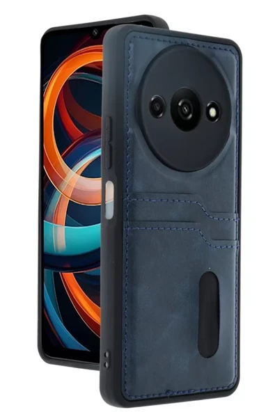 Newface Xiaomi Redmi A3 4G Kılıf Sara Kartvizitli Deri Kılıf - Lacivert ürün görseli 1
