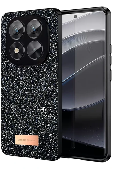 Onegif Xiaomi Redmi Note 14 Pro 5G Bright Simli Kapak - Siyah ürün görseli 1