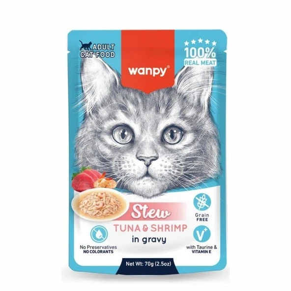 Wanpy Ton Balıklı ve Karides 70 gr Pouch Yetişkin Yaş Kedi Maması ürün görseli 1