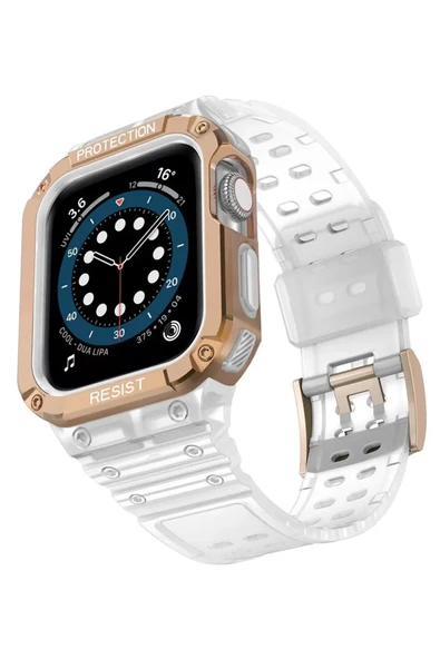 Newface Apple Watch 42mm KR401 Silikon Kordon - Beyaz-Rose ürün görseli 1