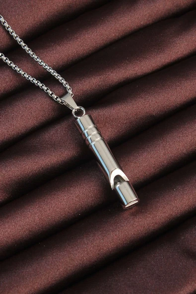Acil Durum Düdüğü 316L Çelik Kararma Yapmaz Yüksek Desibel Kolye Unisex ürün görseli 1