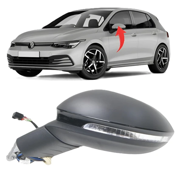Vw Golf 8 Sol Ayna Katlanır Alt Aydınlatmasız 9 Pin 5H1857507AE ürün görseli 1