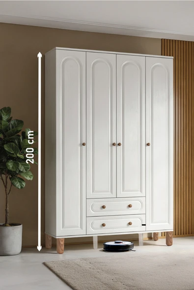 Kilim Mobilya Bohem's Dört Kapaklı Dolap (MDF kapaklı, yüksek ayaklı, iki çekmeceli , 200cm yükseklikte) ürün görseli 1