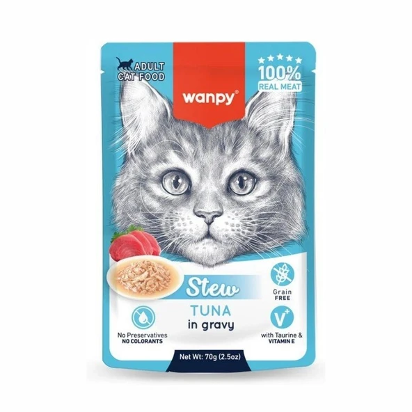 Wanpy Ton Balıklı 70 gr Pouch Yetişkin Yaş Kedi Maması ürün görseli 1