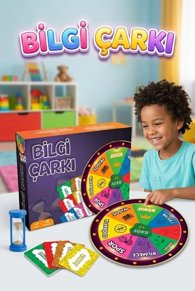 Bilgi Çarkı Eğitici ve Eğlenceli 84 Soru Kartlı Genel Kültür ve Zeka Kutu Oyunu ürün görseli 1