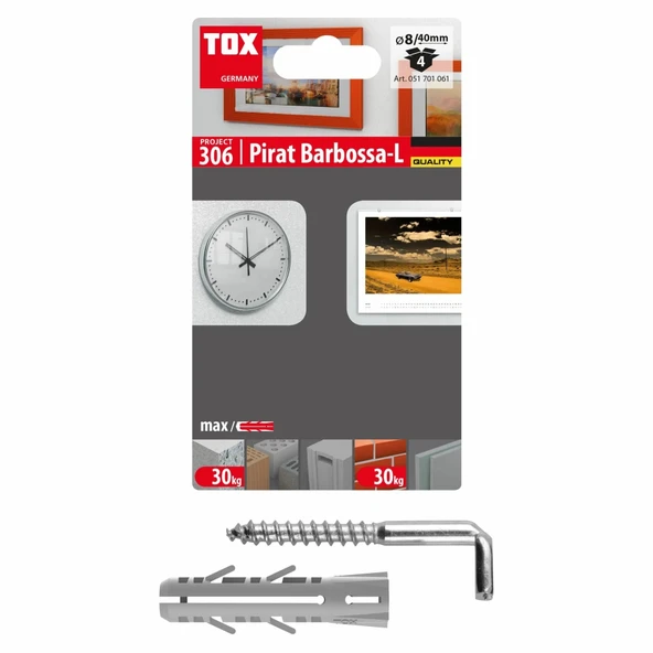 Tox 8X40 Pirat Barbossa-L Kancalı Roket Dübel 4 Adet ürün görseli 1