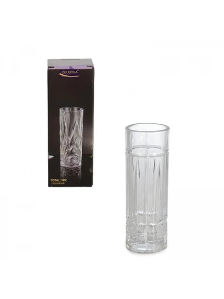 İpek Silindir Şekilli Cam Vazo 19x6 cm ürün görseli 1