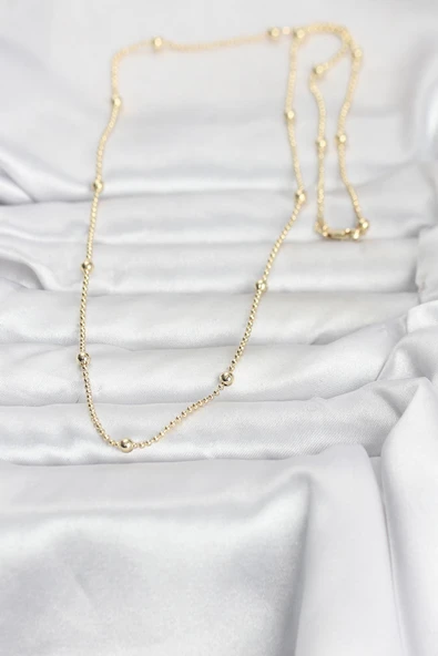 CM 14K Gold Renk Top Zincir 60 cm Kadın Kolye ürün görseli 1
