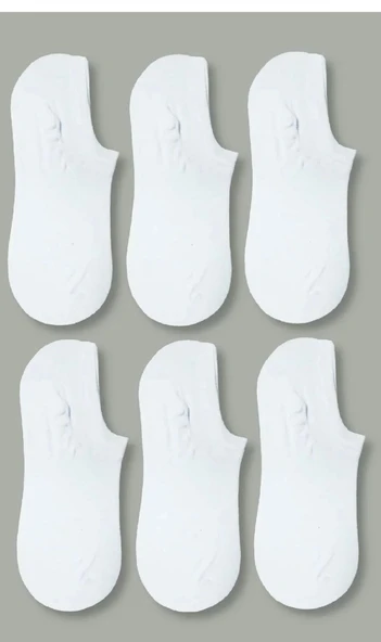 6 ÇİFT BEYAZ RENK PREMİUM BAMBU SNEAKERS ÇORAP ürün görseli 1