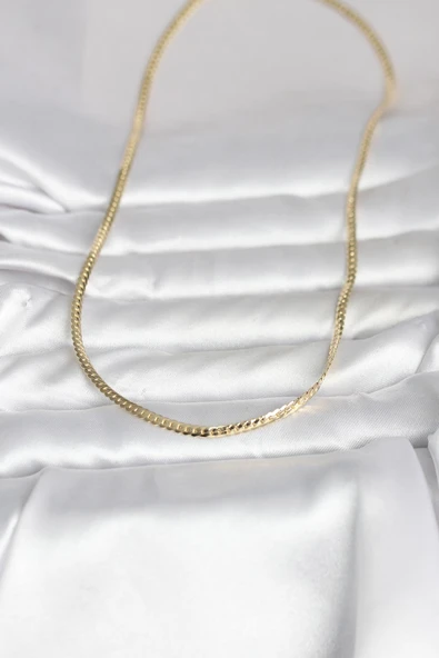 CM 14K Gold Renk Yassı Zincir Model 45 cm Kadın Kolye ürün görseli 1