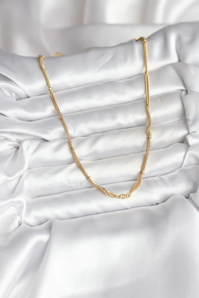 14K Gold Renk Kaplama Topçuk Zincirli Model CM Kadın Kolye ürün görseli 1