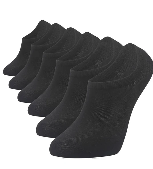6 Çift Siyah Renk Erkek Bambu Sneaker Çorap ürün görseli 1