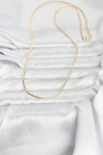 CM 14K Gold Renk Yassı Zincir Model 60 cm Kadın Kolye ürün görseli 1