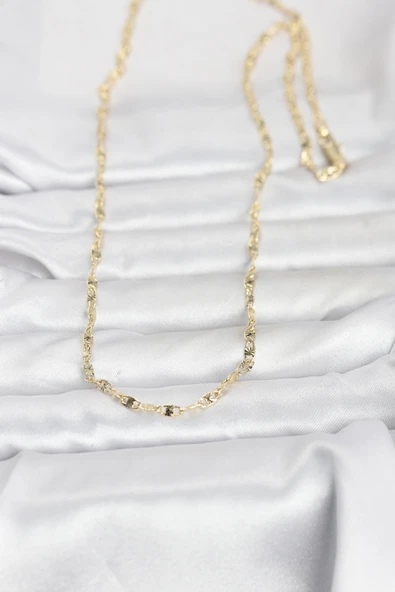 CM 14K Gold Renk Lazerli Gemici Zincir Model 60 cm Kadın Kolye ürün görseli 1